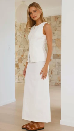 Louella Button Up Vest - White