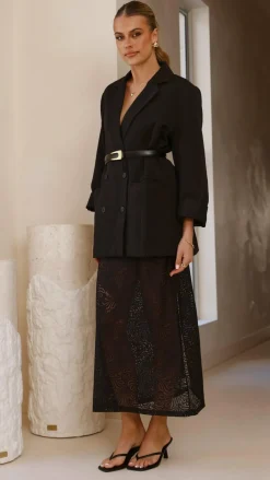 Louisa Lace Maxi Skirt - Black