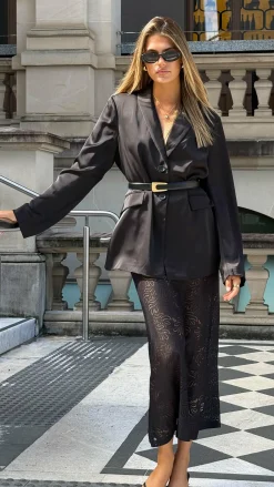 Louisa Lace Maxi Skirt - Black