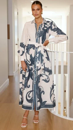 Lucia Long Sleeve Maxi Dress - Cream Zayna