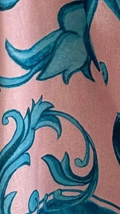 Lucia Long Sleeve Maxi Dress - Aqua/Pink Print