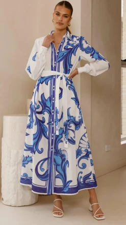 Lucia Long Sleeve Maxi Dress - Sapphire Print