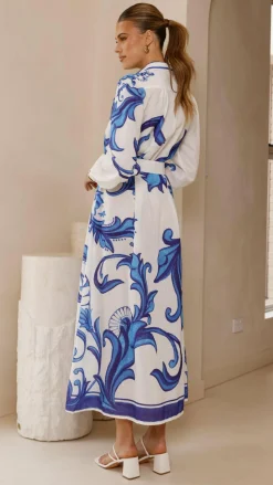 Lucia Long Sleeve Maxi Dress - Sapphire Print