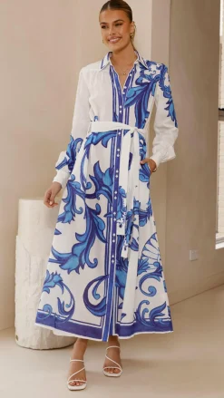 Lucia Long Sleeve Maxi Dress - Sapphire Print
