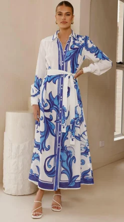 Lucia Long Sleeve Maxi Dress - Sapphire Print