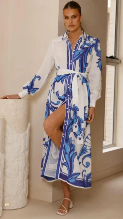 Lucia Long Sleeve Maxi Dress - Sapphire Print
