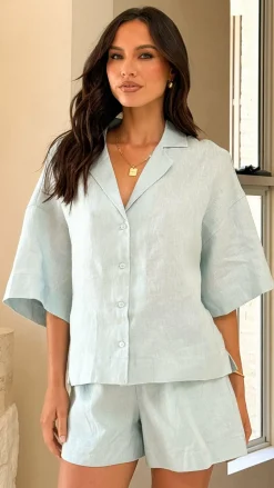 Luna Button Up Shirt - Blue