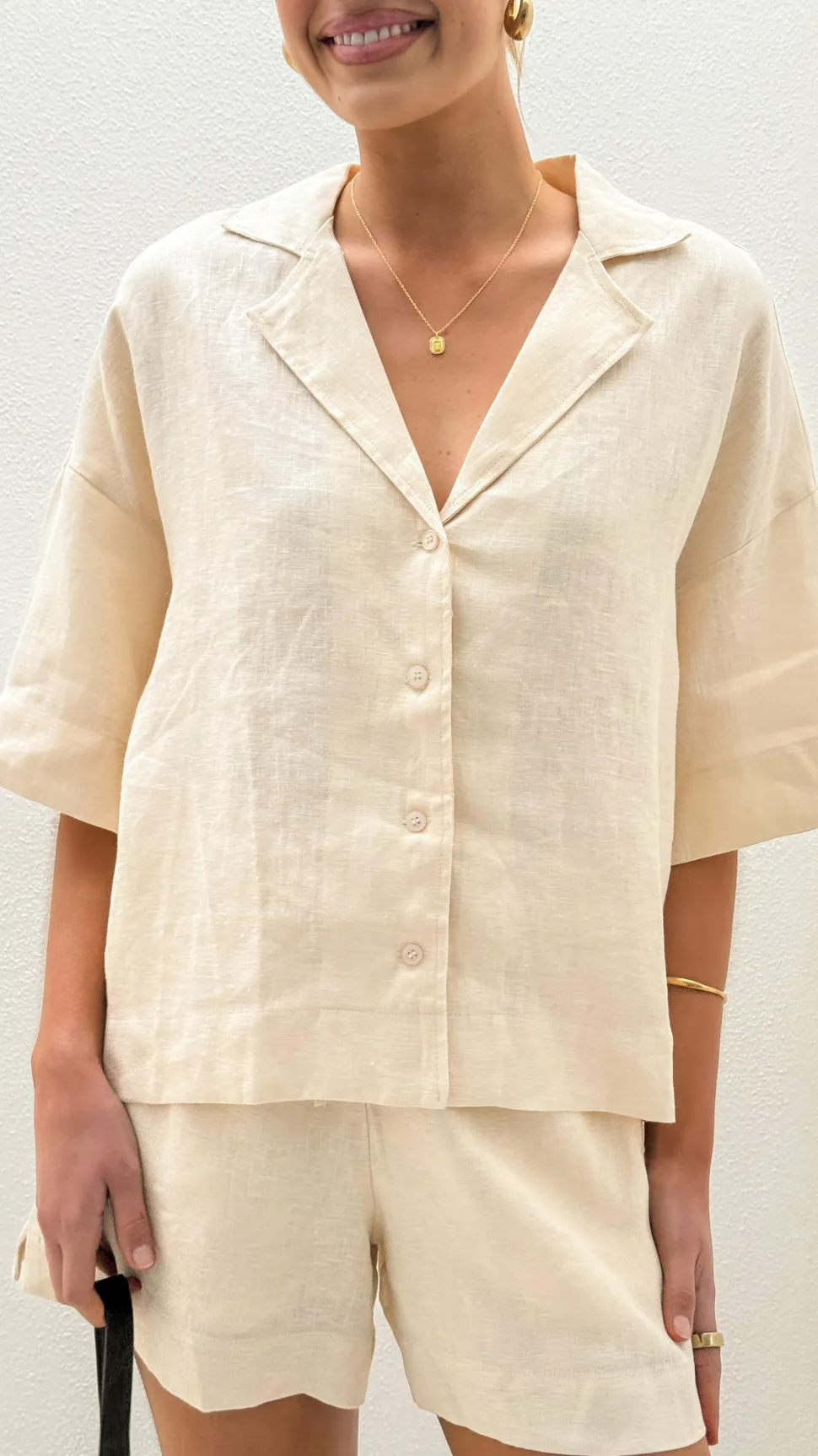 Luna Button Up Shirt - Natural