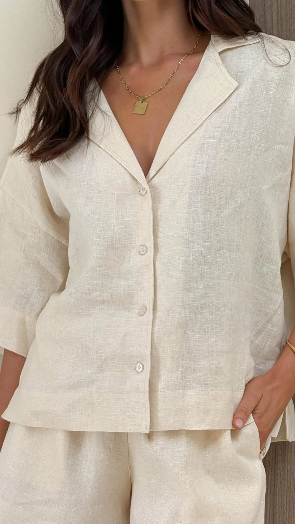 Luna Button Up Shirt - Natural