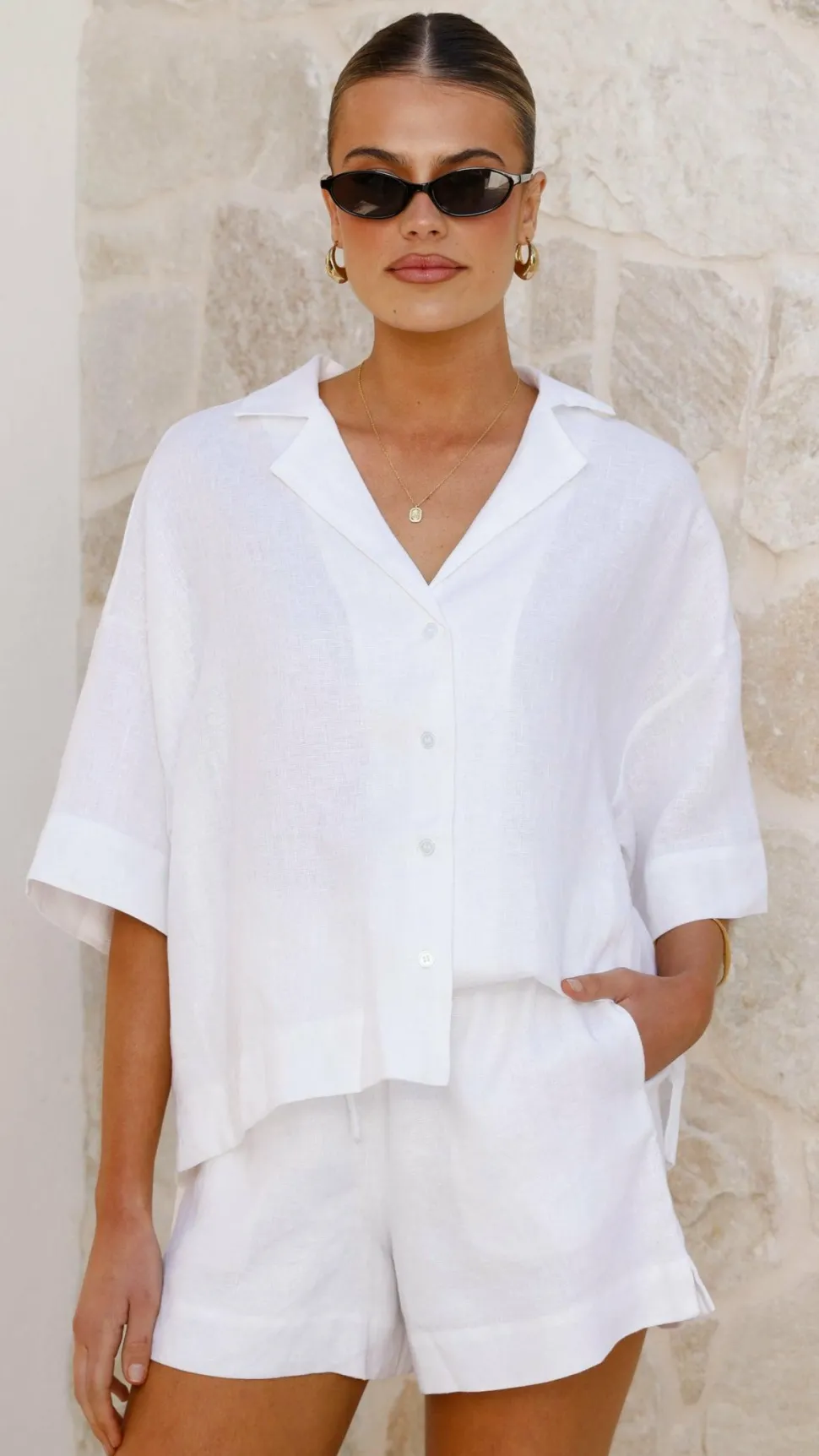 Luna Button Up Shirt - White