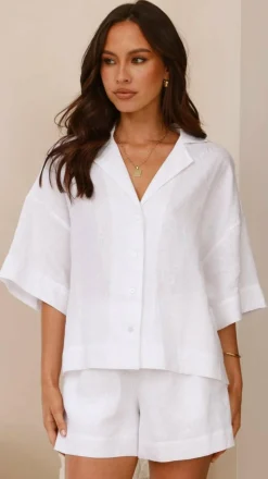 Luna Button Up Shirt - White