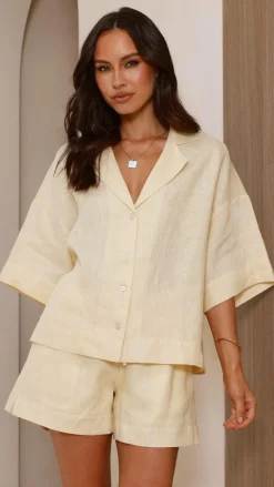 Luna Button Up Shirt - Yellow