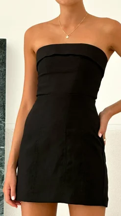 Lyra Linen Dress - Black