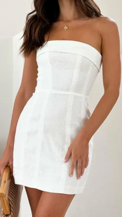 Lyra Linen Dress - White