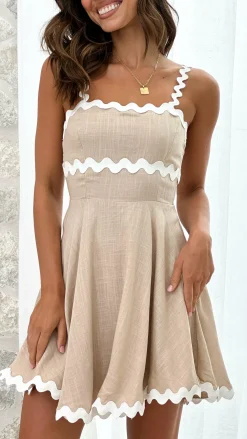 Lys Mini Dress - Beige/White