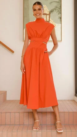 Maddison Midi Dress - Orange
