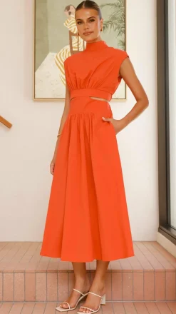 Maddison Midi Dress - Orange