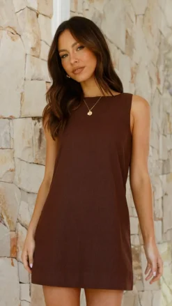Madison Mini Dress - Brown