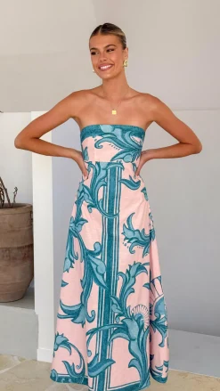 Madra Maxi Dress - Aqua / Pink Zayna