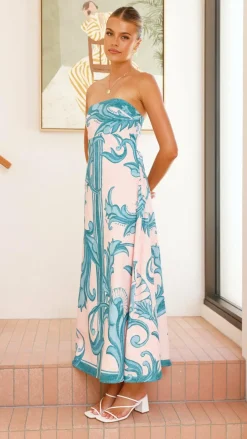 Madra Maxi Dress - Aqua / Pink Zayna