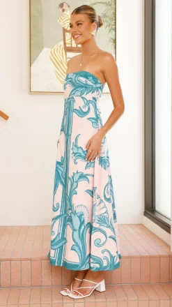 Madra Maxi Dress - Aqua / Pink Zayna