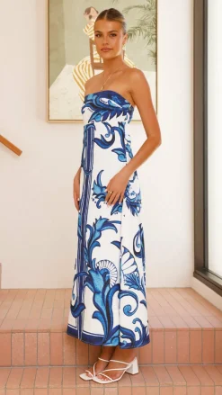 Madra Maxi Dress - Sapphire / White Zayna