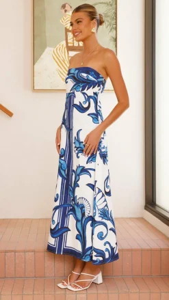 Madra Maxi Dress - Sapphire / White Zayna