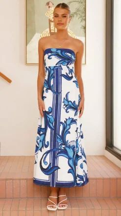 Madra Maxi Dress - Sapphire / White Zayna