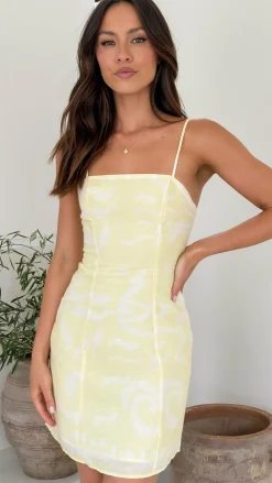 Mahala Mini Dress - Yellow / White