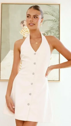 Maia Halter Neck Mini Dress - Cream