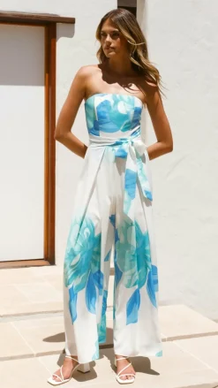 Maisy Strapless Jumpsuit - Blue Teal