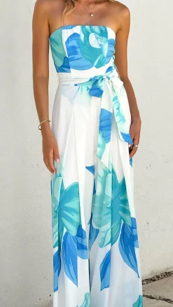 Maisy Strapless Jumpsuit - Blue Teal