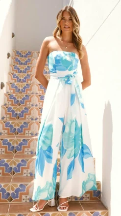 Maisy Strapless Jumpsuit - Blue Teal