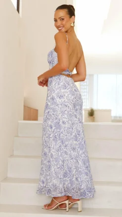 Margie Midi Dress - Blue Flower