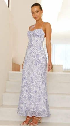 Margie Midi Dress - Blue Flower