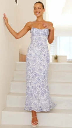 Margie Midi Dress - Blue Flower