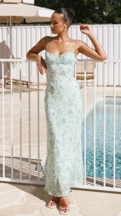 Margie Midi Dress - Green Flower
