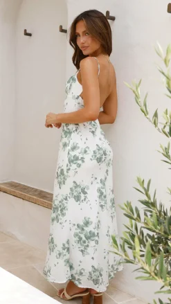 Margie Midi Dress - Green Floral