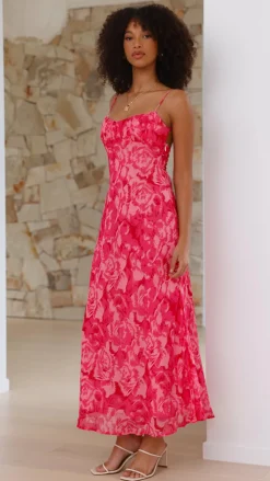 Margie Midi Dress - Pink Floral