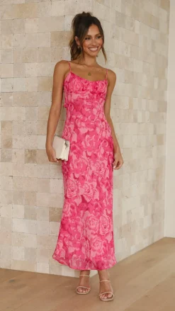 Margie Midi Dress - Pink Floral