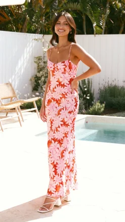 Margie Midi Dress - Pink/Red