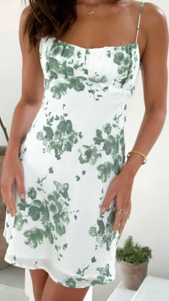 Margie Mini Dress - Green Floral