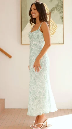 Margo Midi Dress - Green Flower
