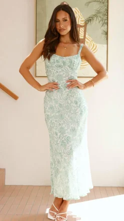 Margo Midi Dress - Green Flower