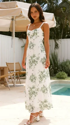 Margo Midi Dress - Green Floral