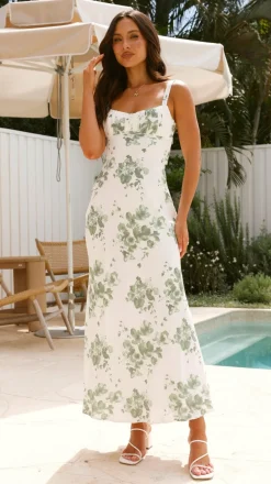 Margo Midi Dress - Green Floral