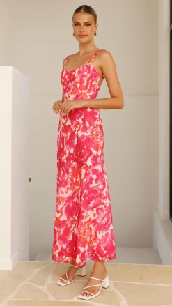 Margo Midi Dress - Pink/Red Floral