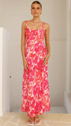 Margo Midi Dress - Pink/Red Floral