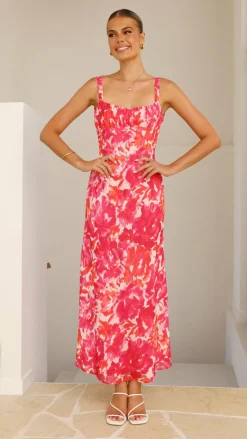 Margo Midi Dress - Pink/Red Floral