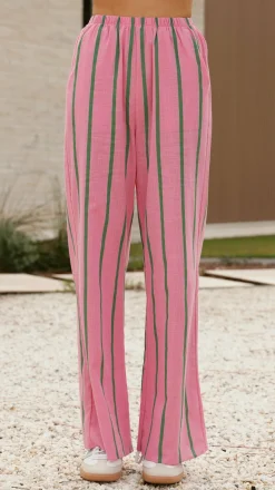 Matcha Long Sleeve Top and Pants Set - Teal / Pink